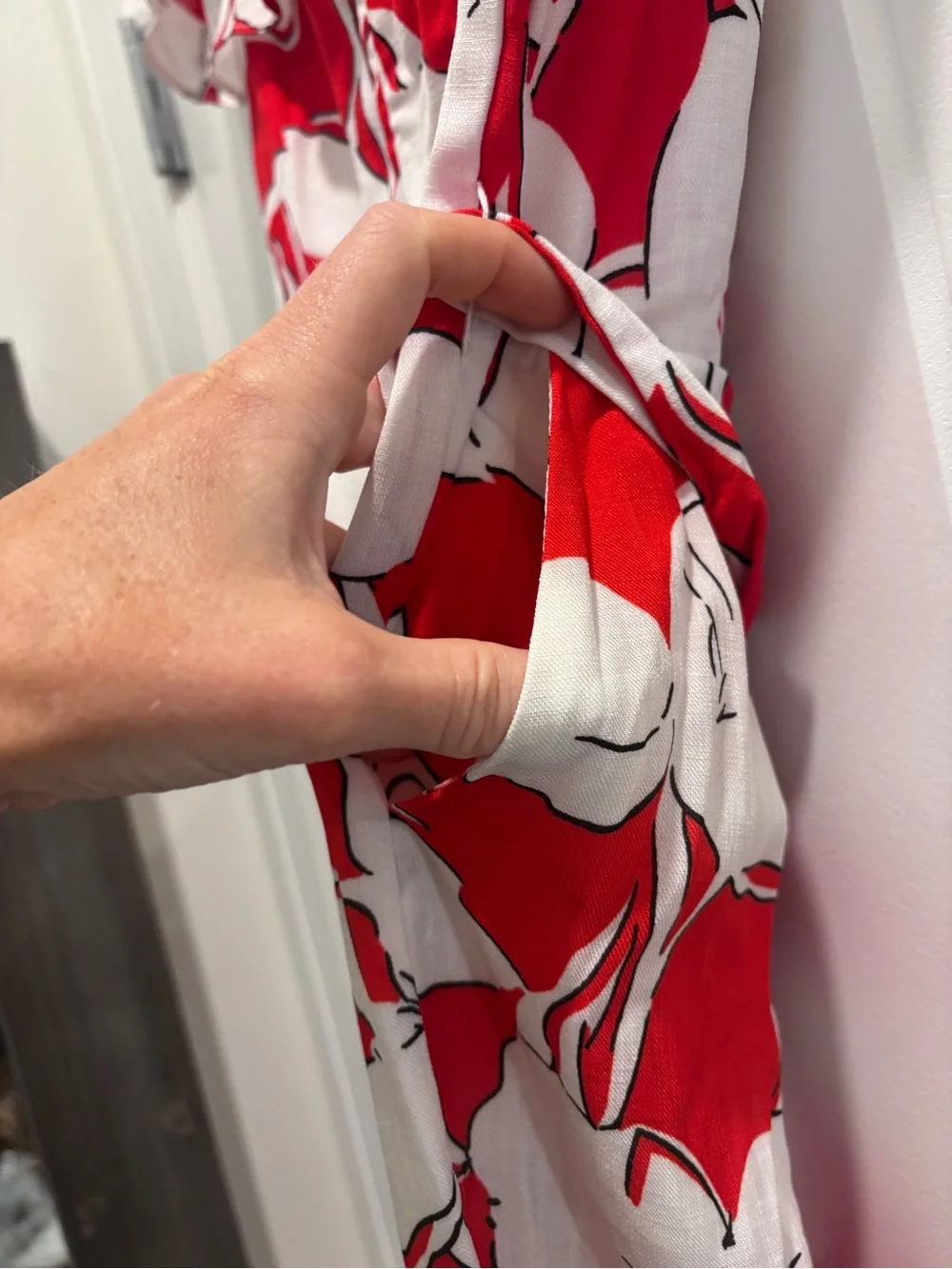 Elevenses Off-Shoulder Red & White Floral Wide-leg Jumpsuit